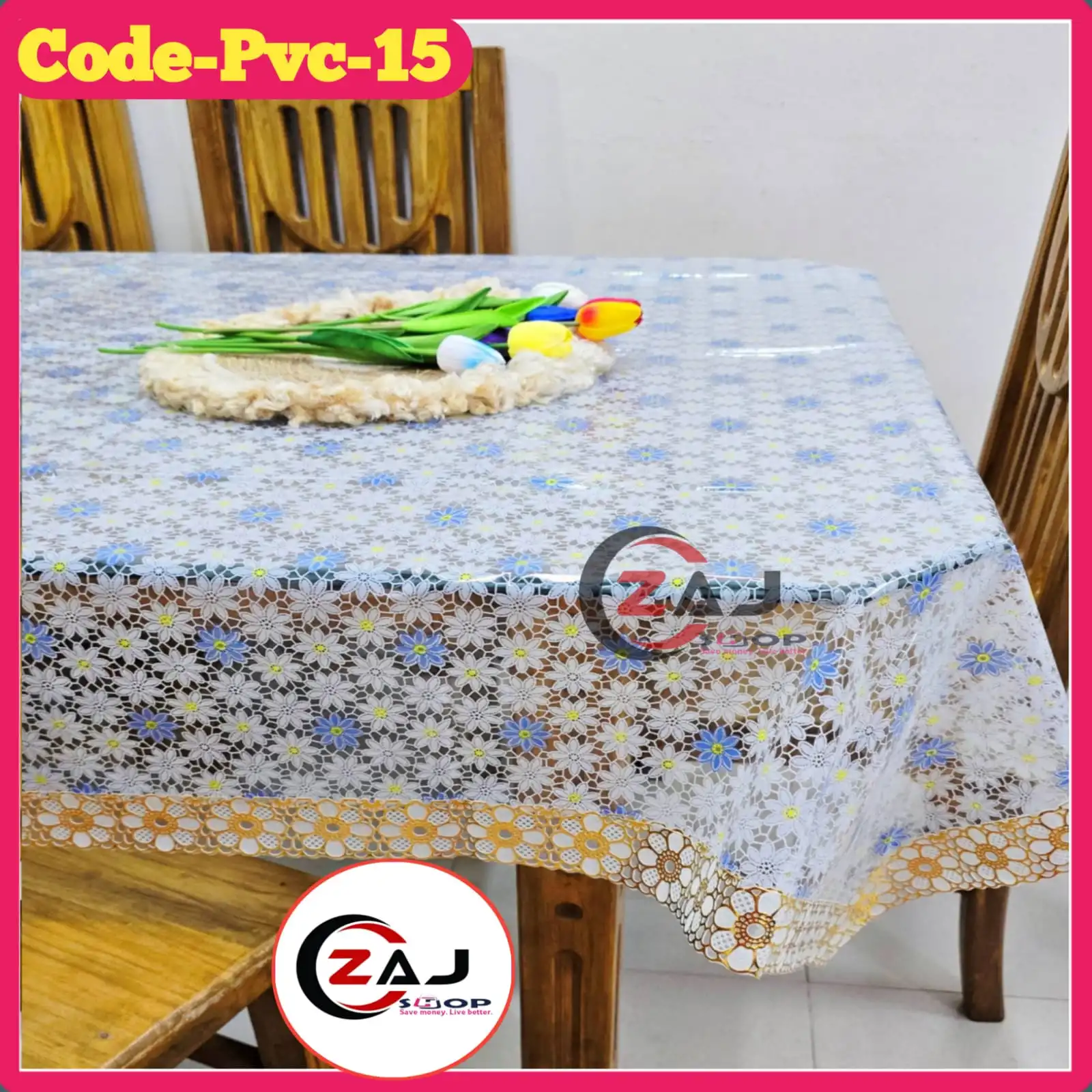 ৮ সিটের টেবিল কভার প্রিন্টেড স্বচ্ছ পরিষ্কার ওয়াটারপ্রুফ কোড - PVC 15